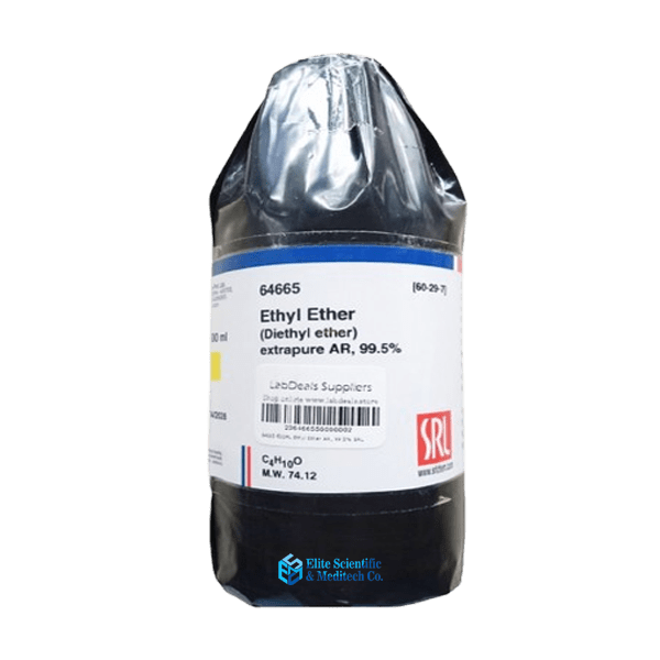 Ethyl Ether (Diethyl ether) Extrapure AR Grade (C4H10O), 99.5%, 500ml