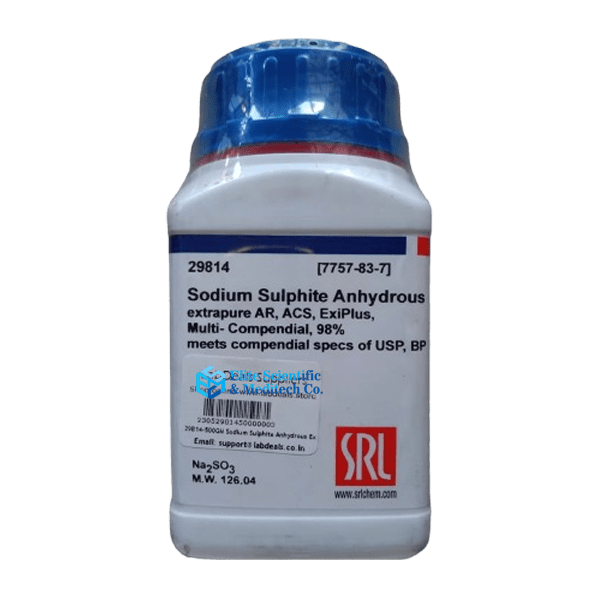 Sodium Sulphite Anhydrous Extrapure AR (Na2SO3), 98% 500Gm